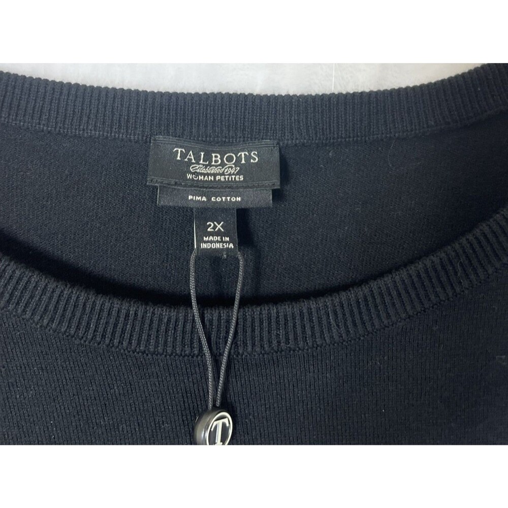Talbots Women's Petites Sleeveless Sweater Pima Cotton Black Size 2XP NEW - Picture 3 of 5